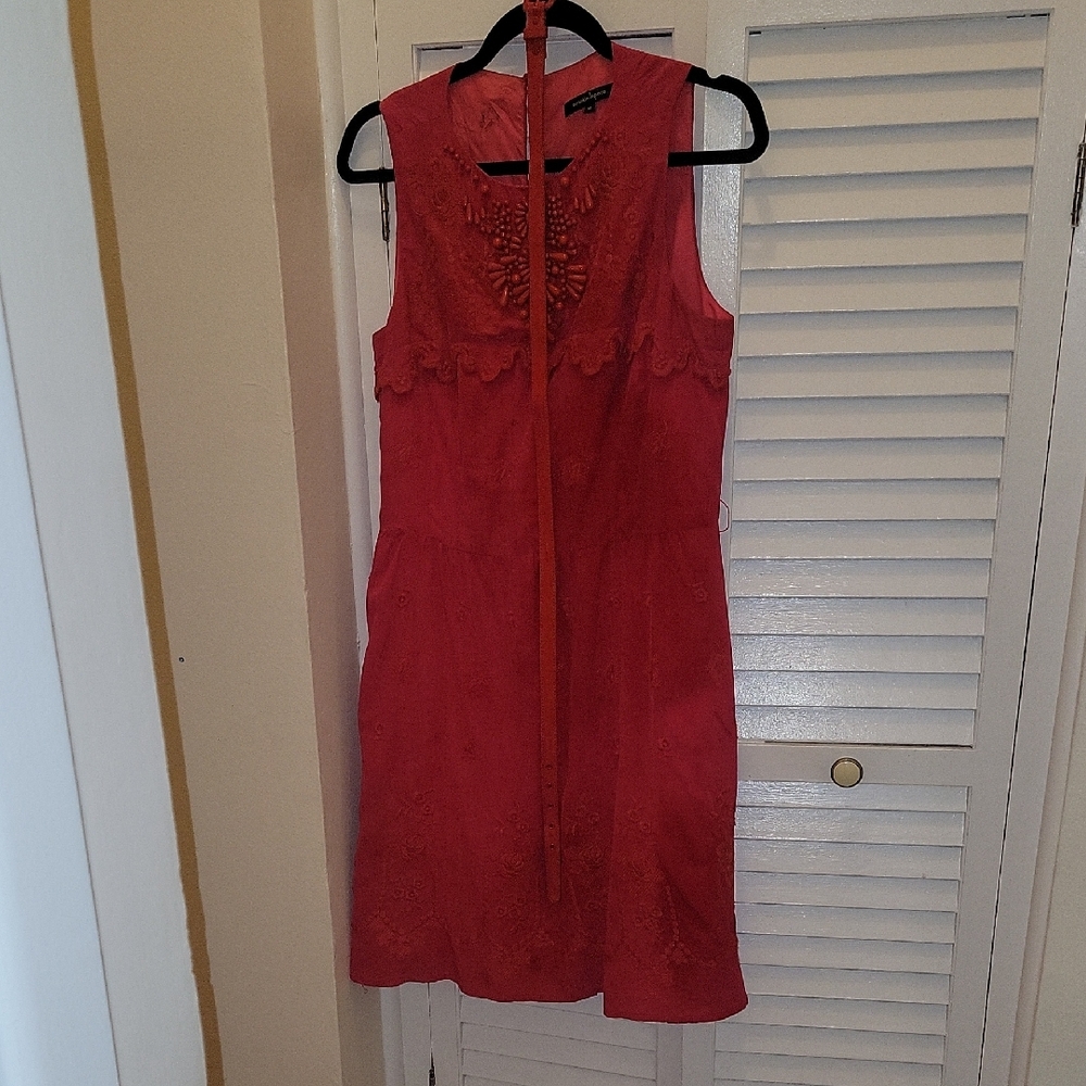 Nanette Lepore Pink Orange Embellished Sheath Dress